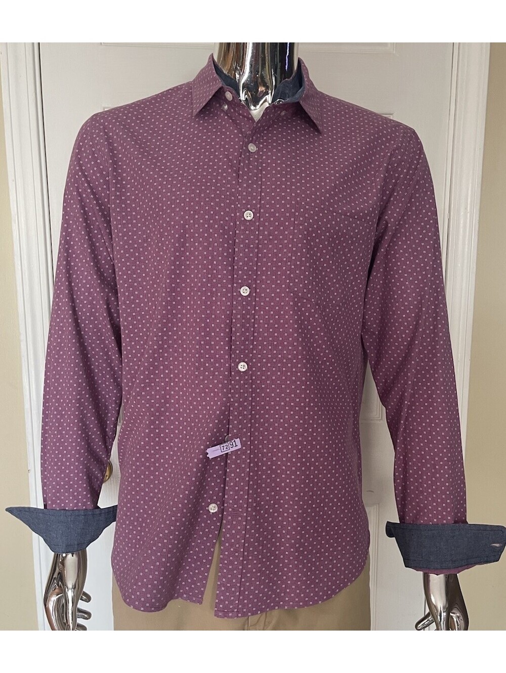 Express Soft Wash Long Sleeve Button Down Dress Casual Shirt, Men's L - Mauve